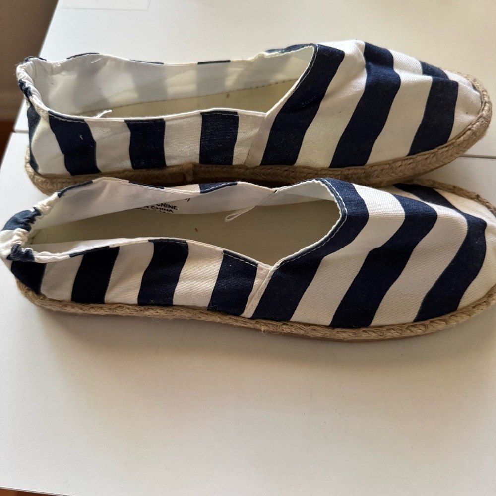 H&M Navy and White Striped Espadrilles Divided brand by H&M